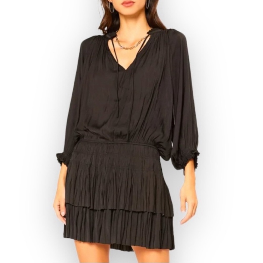 COPY - POOKIE AND SEBASTIAN black elastic waist ruffle skirt dress Sz M NWT